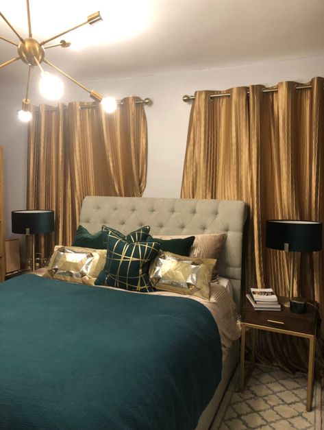 Black Gold Dark Green Bedroom, Brown And Emerald Green Bedroom, Hunter Green And Yellow Bedroom, Navy Green And Gold Bedroom, Rose Gold And Green Bedroom, Hunter Green And Gold Bathroom, Olive Green Black And Gold Bedroom, Emerald Green And Gold Room Ideas Bedroom, Green Brown Gold Bedroom