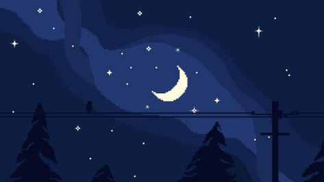 Night Sky Aesthetic, Pixel Art Landscape, Gif Background, Lil Skies, Pixel Art Background, Night Gif, Arte 8 Bits, 8bit Art, Cool Pixel Art