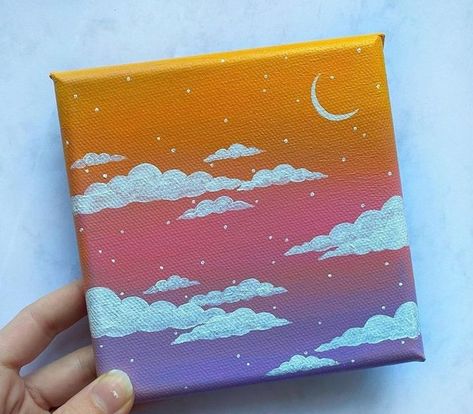 Cute Easy Paintings, Markers Drawing Ideas, Sunset Canvas Painting, Canvas Drawing, Small Canvas Paintings, Simple Canvas Paintings, Cute Canvas Paintings, Easy Canvas Art, Diy Watercolor Painting