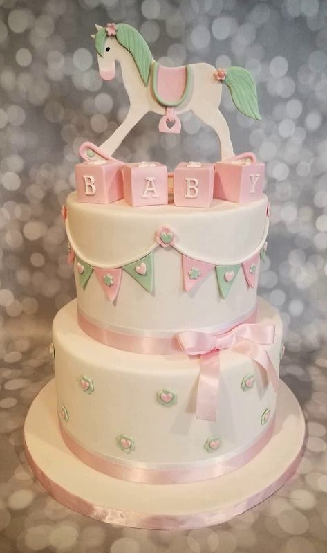 Rocking Horse Cake, Cheap Groceries, Gender Reveal Party Theme, Horse Cake, Baby Shower Cakes Girl, Christening Cake, Baby Shower Inspiration, Baby Shower Cupcakes, Cake Images