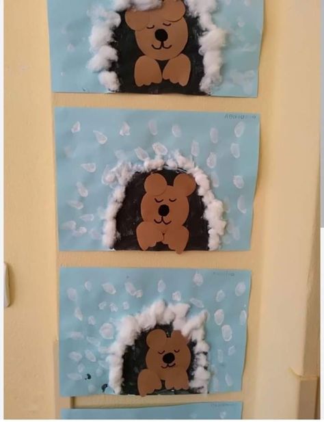 Winter Animal Toddler Crafts, Hibernation Crafts Kindergarten, Hibernation Crafts For Kids, Winter Animals Crafts For Preschoolers, Winter Animal Crafts For Preschoolers, Bear Art Preschool, Winter Animals Crafts For Toddlers, Hibernation Crafts For Toddlers, Hibernation Art