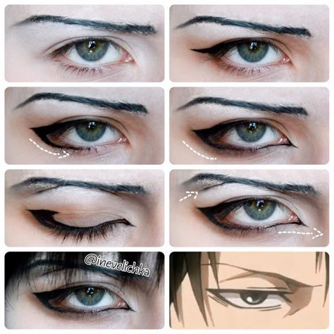 Anime Make-up, Teknik Makeup, Cosplay Makeup Tutorial, Levi Cosplay, Anime Eye Makeup, Anime Cosplay Makeup, Anime Makeup, Draw Anime, Cosplay Tutorial