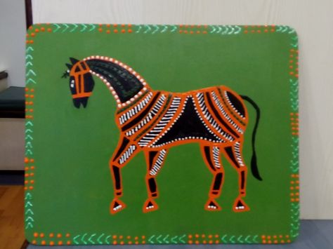 Pithora painting Pithora Painting, Bhil Art, File Decoration, Phoenix Artwork, Worli Painting, Gond Art, File Decoration Ideas, Indian Motifs, Gond Painting