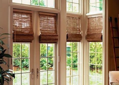 15 Brilliant French Door Window Treatments French Door Coverings, Patio Door Window Treatments, French Door Window Treatments, Blinds For French Doors, French Door Windows, Pintu Interior, Door Shades, Sliding Door Window Treatments, Window Treatments Ideas