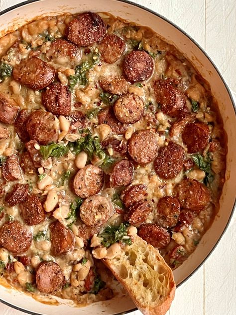 Aidells Chicken Sausage, Aidells Sausage, White Bean Sausage, Bean Sausage, Cannellini Beans Recipes, Chicken Sausage Recipes, Sausage Kale, Italian Chicken Sausage, Kielbasa Recipes