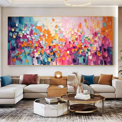 Living Room Art Work Wall Decor, Large Colorful Wall Art, Living Room Canvas Painting, Wabi Sabi Art Painting, Austin House, Minimalist Living Room Decor, Custom Painting, Framed Oil Painting, Childrens Room Decor