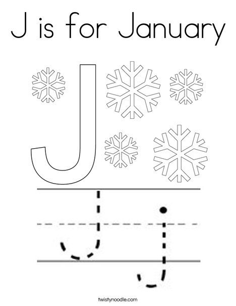 J is for January Coloring Page - Twisty Noodle J Is For January, January Preschool Lesson Plans, January Lesson Plans For Kindergarten, January Page Ideas, January Homeschool Ideas, December Preschool Lesson Plans, Preschool January Crafts, January Lesson Plans For Toddlers, January Themes For Toddlers