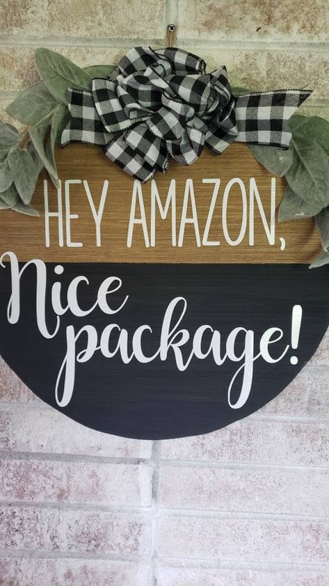 Amazon Door Sign, Amazon Door Hanger, Wood Circle Door Hanger, Round Front Door Sign, Circle Door, Welcome Signs Front Door, Round Signs, Cricket Ideas, Wooden Door Signs