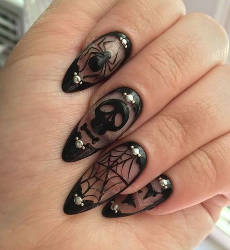 Nail Bat, Halloween Nail Art Designs, Black Halloween Nails, Holloween Nails, Witchy Nails, Gothic Nails, Nail Art Gel, Goth Nails, School Nails