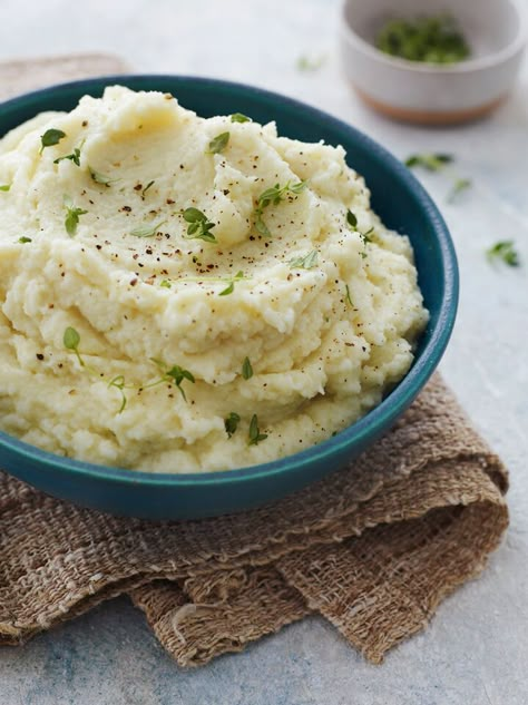 Cauliflower Purée with Thyme - Once Upon a Chef Celery Root Puree, Mashed Cauliflower Recipe, Best Thanksgiving Side Dishes, Once Upon A Chef, Cauliflower Mashed Potatoes, Cauliflower Puree, Herb Stuffing, Celery Root, Passover Recipes