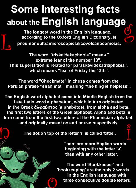 Interesting facts about the English language Facts About English Language, English History Facts, Facts About English, About English Language, 8th Grade English, English Fun, Weird Words, Grammar Lessons, Learn English Vocabulary