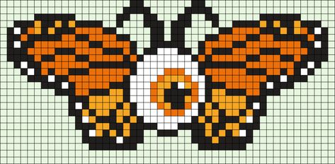 Monarch Butterfly Eye Perler Bead Pattern | Bead Sprites | Misc Fuse Bead Patterns Monarch Butterfly Perler Bead Pattern, Butterfly Beads Pattern, Pixel Bee Art, Eye Perler Bead Patterns, Perler Bead Bee Pattern, Orange Perler Bead Patterns, Insect Perler Bead Patterns, Stained Glass Perler Bead Patterns, Perler Bead Butterfly Patterns