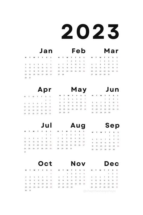 simple month by month 2023 calendar with simple minimal design style Wall Calender, Minimal Calendar, Calendar 2023, 2023 Calendar, Minimalist Prints, Ideas Style, Home Ideas, Wall Prints, Layout