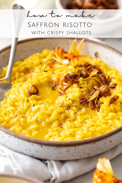 Winter Risotto Recipes, Fancy Risotto Recipes, Christmas Risotto, Risotto Meals, Five Course Meal Ideas, Milanese Risotto Recipe, Gourmet Risotto, Best Risotto Recipes, Saffron Risotto Recipes