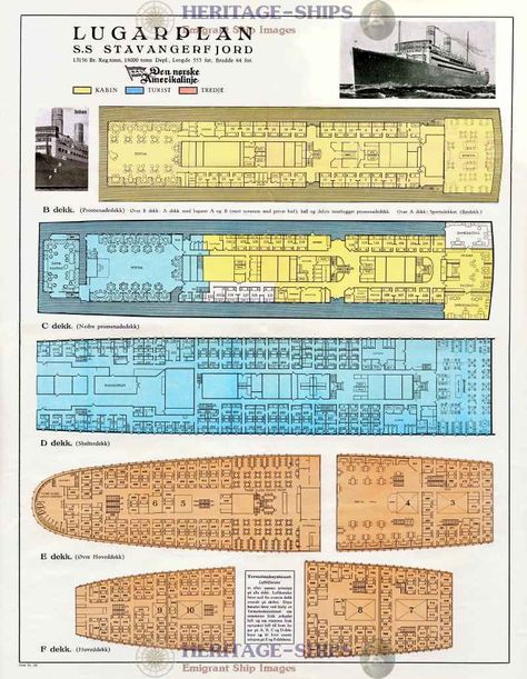 Stavangerfjord - deck plans - ship images Ship Images, Abandoned Ships, Cruise Liner, Ocean Liner, Deco Poster, Deck Plans, Paper Model, Yachts, Image Gallery