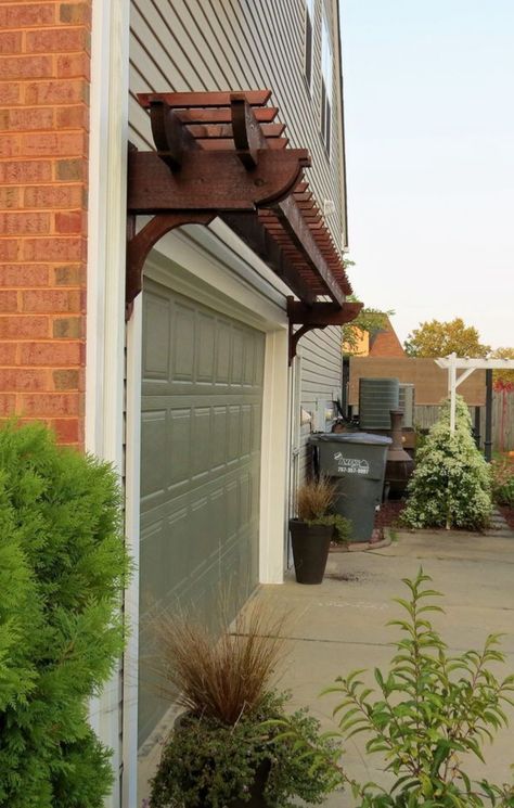 Pergola Over Garage Door, Pergola Over Garage, Eyebrow Pergola, Garage Door Trellis, Over Garage Door, Window Pergolas, Garage Trellis, Door Trellis, Door Pergola