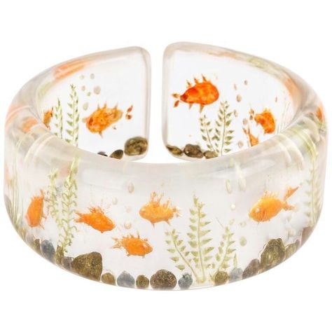 kitschy Vintage Bangle Bracelets, Lucite Jewelry, Plastic Bangles, Vintage Bangles, Plastic Jewelry, Vintage Lucite, Fish Bowl, Hinged Bangle, Vintage Costume Jewelry