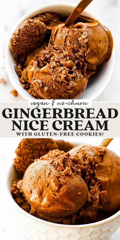 Gingerbread Ice Cream, Healthy Holiday Treats, Cooking Christmas, Vegan Ice Cream Recipe, Vegan Gingerbread, Nice Holiday, Dairy Free Ice Cream, Cookies Easy, Vegan Christmas