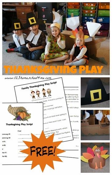 FREE printable Thanksgiving play for families - kids will love learning about the first Thanksgiving and performing for family (and Grandma) with this easy to use play. Has simple lines for younger children and can be adapted to use with various sizes of groups. Thanksgiving Plays For Kids, Skits For Kids, Thanksgiving Play, November Classroom, 123 Homeschool 4 Me, Free Printable Thanksgiving, The First Thanksgiving, Thanksgiving Games For Kids, Thanksgiving Kindergarten