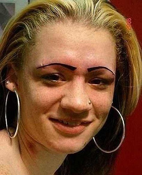 Funny Pictures of Awful, Ugly Eyebrows Bad Eyebrow Tattoo, Worlds Worst Tattoos, Eyebrow Fails, Funny Eyebrows, Crazy Eyebrows, Eyebrow Tattoos, Bad Eyebrows, Bad Makeup, Makeup Fails