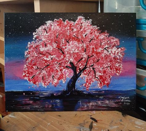 Cherry Blossom Tree Landscape Painting, Japanese Pink Tree, Asian Mural, Sakura Tree Painting, Cherry Blossom Tree Drawing, Cherry Blossom Tree Painting, Blossom Tree Painting, Cherry Blossom Drawing, Tree Painting Canvas