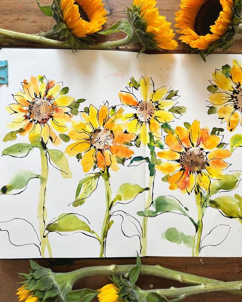 Ohn Mar Win (@ohn_mar_win) • Instagram photos and videos Win Illustration, Hedgerow Flowers, Ohn Mar Win, Sketchbook Spreads, Expressive Lines, Friday Day, Art Journal Cover, Watercolor Tree, Watercolor Projects