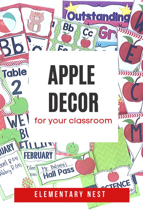 Setting Up Your Apple Themed Classroom. Apples are one of the traditional and classic ways to decorate the classroom. Making an apple classroom can be easier than other themes, since the color schemes are rather popular, and there are many decor pieces with apples on them. The ideas in this post will make setting up your apple themed classroom so easy! Apple Classroom Decor, Apple Theme Classroom, Apple Classroom, Word Wall Letters, Book Bin Labels, Apple Images, Behavior Incentives, Journal Labels, Classroom Lesson Plans