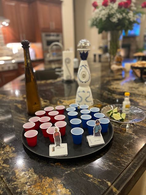 Azul or 1942 blood or cuz cholo theme party greetings shots Chola Theme Party, Homies Theme Centerpieces, Lowrider Birthday Party Decorations, Chola Party Theme Ideas, Lowrider Party Decorations, Cholo Party Theme Ideas, Cholo Party Decorations, Drinking Party, Mom Party