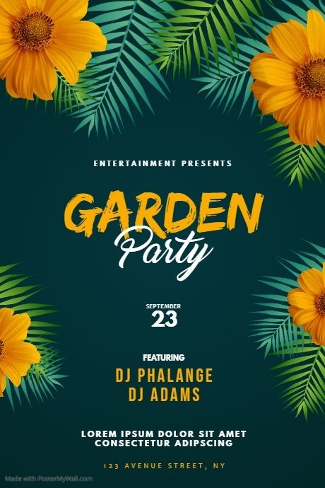 Gardening Flyer, Jungle Party Flyer, House Party Flyer Design, Tropical Flyer Background, Pool Parties Flyer, Invert Colors, Social Media Poster, Promotional Flyers, Party Background