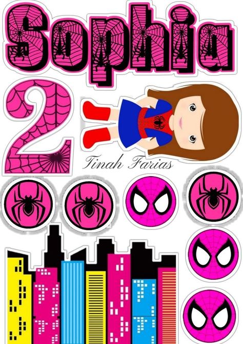 Spidergirl Birthday Party Pink, Spiderman Cupcake Toppers, Spiderman Cupcakes, Spiderman Cake Topper, Mermaid Birthday Cakes, Graduation Cupcake Toppers, Pastel Cakes, Spiderman Party, Spiderman Cake