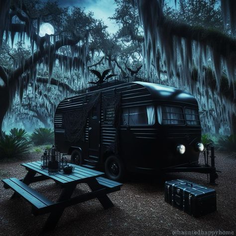 All Posts • Instagram Gothic Van Life, Gothic Camper Interior, Goth Van Life, Witchy Camper, Goth Camper, Gothic Camper, Goth Picnic, Gothic Tiny House, Goth Travel