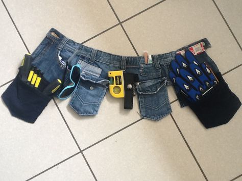 Tool Belt Diy, Child Apron Pattern, Upcycle Kids, Belt Diy, Diy Pants, Diy Apron, Kids Belt, Recycled Jeans, Recycle Jeans