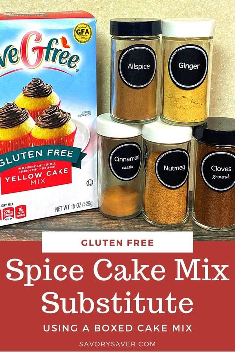 Gluten Free Spice Cake Recipe, Gluten Free Cake Mix Recipes, Gluten Free Spice Cake, Spice Cake Mix Recipes, Aldi Gluten Free, Gluten Free Yellow Cake Mix, Gluten Free Pumpkin Cake, Gluten Free Spices, Baking Mix Recipes