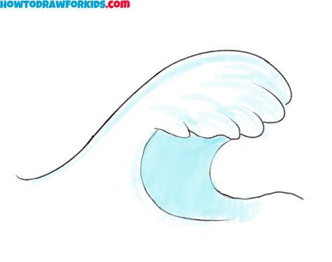 Waves Sketch Simple, Easy Wave Drawing, Ocean Wave Drawing, Easy Realistic Drawings, Waves Sketch, Sketch Outline, Drawing Tips And Tricks, Basketball Drawings, Easy Waves