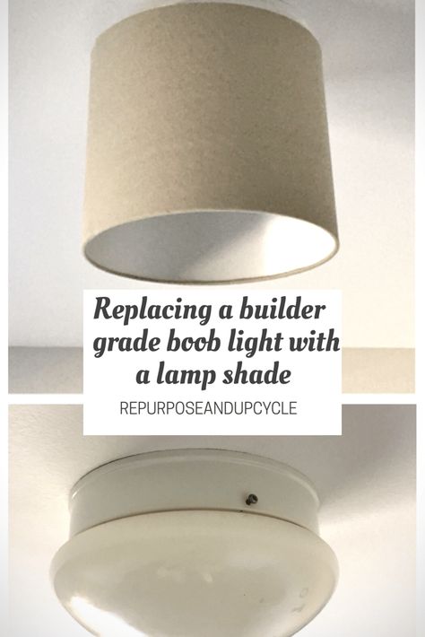 Light Fixture Cover Diy, Ceiling Light Diy Cover, Craft Room Ceiling Light, Lampshade Ceiling Light Diy, How To Update Light Fixtures, Retro Lamp Shade, Diy Rope Light Fixture, How To Replace Flush Mount Ceiling Light, Old Light Fixtures Repurpose