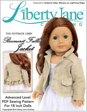 Boomerit Falls Jacket Pattern 18" Dolls American Girl Outfits, American Girl Patterns, Doll Clothes Pattern, American Girl Doll Crafts, American Girl Doll Patterns, American Girl Doll Clothes Patterns, Sewing Doll Clothes, Journey Girls, Doll Sewing