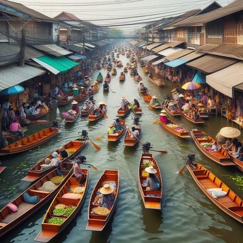 Discover the charm of Thailand's iconic Damnoen Saduak Floating Market! Book with Thai Travel Store and experience the vibrant atmosphere of this 100-year-old market, where local farmers sell their fresh produce from boats along the 32km-long canal. A must-visit destination for any traveler! #DamnoenSaduak #FloatingMarket #Thailand #Travel #ThaiTravelStore #Culture #Adventure #WanderLust Damnoen Saduak Floating Market, Thai Travel, Samut Prakan, Floating Architecture, Floating Market, Travel Store, Thailand Travel, Fresh Produce, Farmer