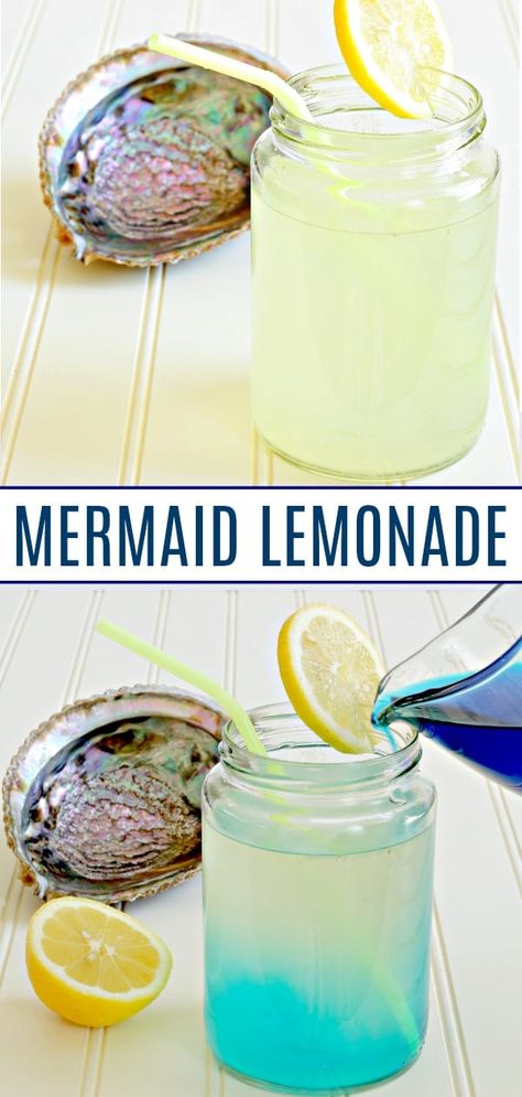 The best mermaid lemonade for kids! So hard to find a non-alcoholic mermaid lemonade...this mermaid lemonade changes color and is easy to make! Brilliant drink for mermaid parties! #mermaidlemonade #mermaiddrinks #mermaidpartyideas #nonalcoholicmermaidlemonade Mermaid Lemonade, Mermaid Drink, Easy Alcoholic Drinks, Best Lemonade, Alcholic Drinks, Party Drinks Alcohol, Blue Drinks, Lemonade Party, Kid Drinks