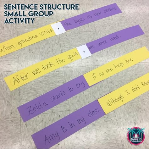 Small group intervention activity for how to teach sentence structure to struggling students #sentencestructure #middleschoolela Complex Sentences Activities, Teaching Sentence Structure, Sentence Structure Activities, Complex Sentence, Teaching Sentences, Simple And Compound Sentences, Sentence Types, Punctuation Rules, Mentor Sentences