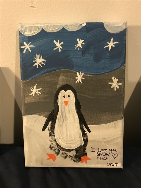 Penguin Footprint Art, Winter Footprint Art, January Footprint Art, Penguin Footprint, Footprint Penguin, January Craft, Winter Babies, Infant Crafts, Infant Art