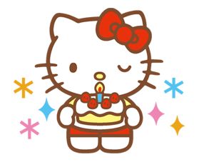 New Hello Kitty stickers are finally here! Use them every day to share with friends and make conversations even more fun! Hello Kitty Cumpleaños, Hello Kitty Happy Birthday, Sticker Hello Kitty, Hello Kitty Happy, Birthday Hello Kitty, Birthday Kitty, Hello Kitty Imagenes, Hello Kitty Printables, Charmmy Kitty