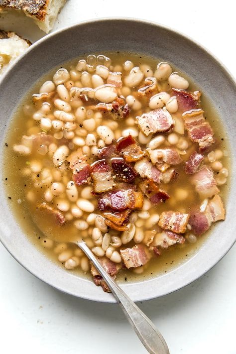 Bean Soup With Bacon, Soup With Pesto, Soup With Bacon, White Bean Soup Recipes, The Modern Proper, Modern Proper, Fall Soup, Bacon Soup, Fall Soup Recipes