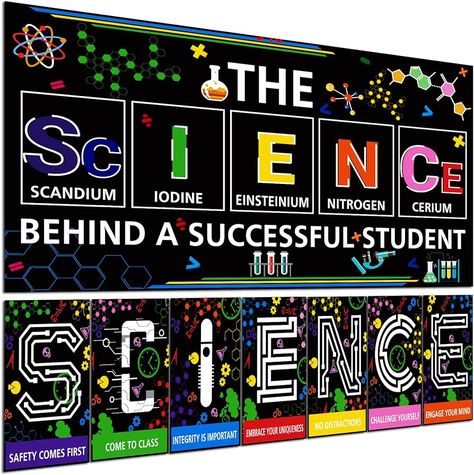 Amazon.com : 8 Pieces Science Classroom Decoration Science Poster Science Matters Poster Scientific Method Posters Bulletin Board Science Class Posters Wall Decor for School Teachers (Black) : Office Products Physics Lab Decoration Ideas, Science Class Decorations, Wall Decor For School, Bulletin Board Trim Set, Scientific Method Posters, Science Lab Decorations, Display Boards For School, Space Theme Classroom, High School Bulletin Boards