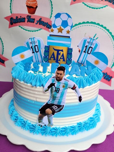 Flag Cake, Leo Birthday, Messi Argentina, Lego Birthday, Tres Leches, Messi 10, Pie Dessert, 10th Birthday, Cake Designs