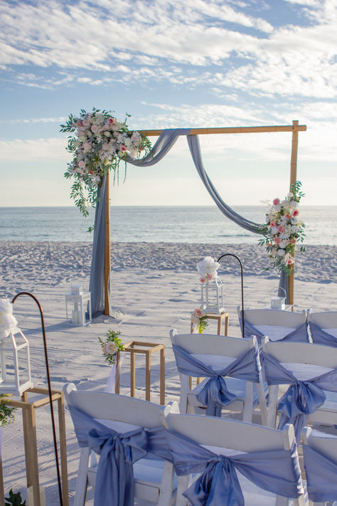 Beach Wedding Aesthetic Ideas, Water Fall Wedding Ideas, Dream Wedding Reception Beach, White And Blue Beach Wedding, Blue Wedding On The Beach, Old Money Beach Wedding, Small Intimate Beach Wedding Ideas, Blue Beach Wedding Theme, Indoor Beach Wedding