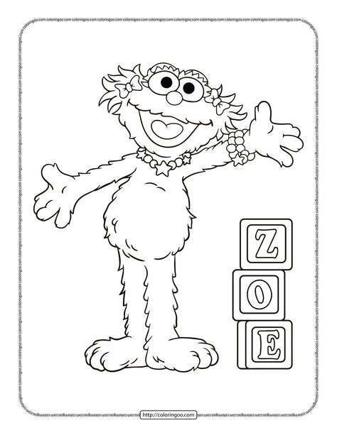 Zoe Sesame Street, Sesame Street Zoe, Papas Birthday, Sesame Street Place, Sesame Street Printables, Sesame Street Coloring Pages, Pdf Coloring Pages, Kid Quilts, Infant Room