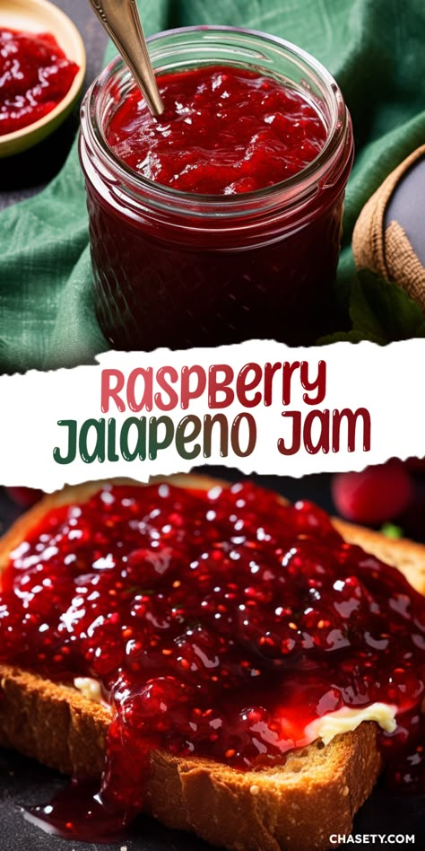 Raspberry Jalapeno Jam [1 Hour] – Chasety Raspberry Jalapeno Jelly, Raspberry Jalapeno Jam, Hot Pepper Jelly Recipe, Jalapeno Jam Recipe, Pepper Jelly Recipe, Pepper Jelly Recipes, Jalapeno Jam, Raspberry Jam Recipe, Jalapeno Jelly