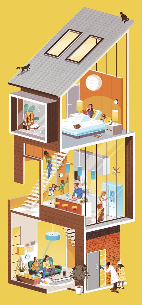 Steven Scott Steven Scott, Colorful Digital Art, Isometric Drawing, Building Illustration, Isometric Art, Isometric Illustration, Isometric Design, Interior Illustration, House Illustration