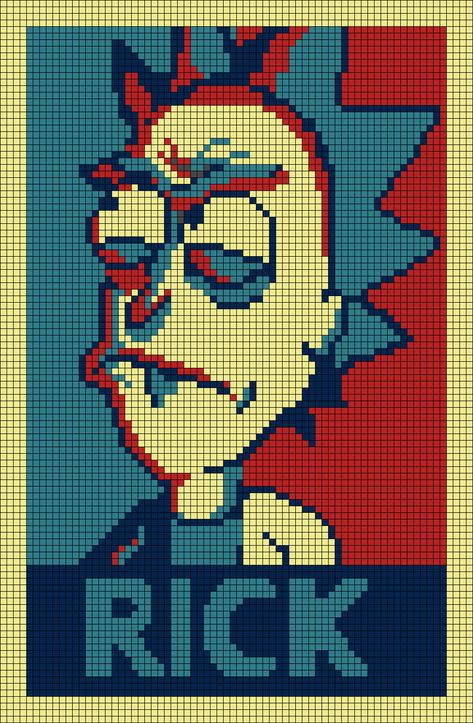 Rick And Morty Cross Stitch Patterns, Rick And Morty Pixel Art Grid, Bobs Burgers Alpha Pattern, Rick And Morty Alpha Pattern, Trippy Alpha Pattern, 8 Bit Pixel Art Pattern, Rick And Morty Pixel Art, Rick And Morty Tapestry, Funny Pixel Art