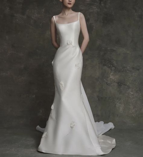 Simple Wedding Dress Courthouse, Corset Mermaid Wedding Dress, Plain Wedding Dress, Classy Wedding Dress, Pretty Wedding Dresses, Fancy Wedding Dresses, Elopement Dress, Dress Unique, Satin Corset